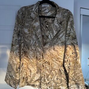 12th Tribe Beige and Brown Patterned Top